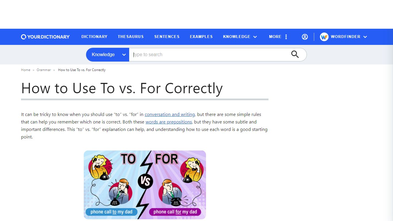 How to Use To vs. For Correctly - YourDictionary